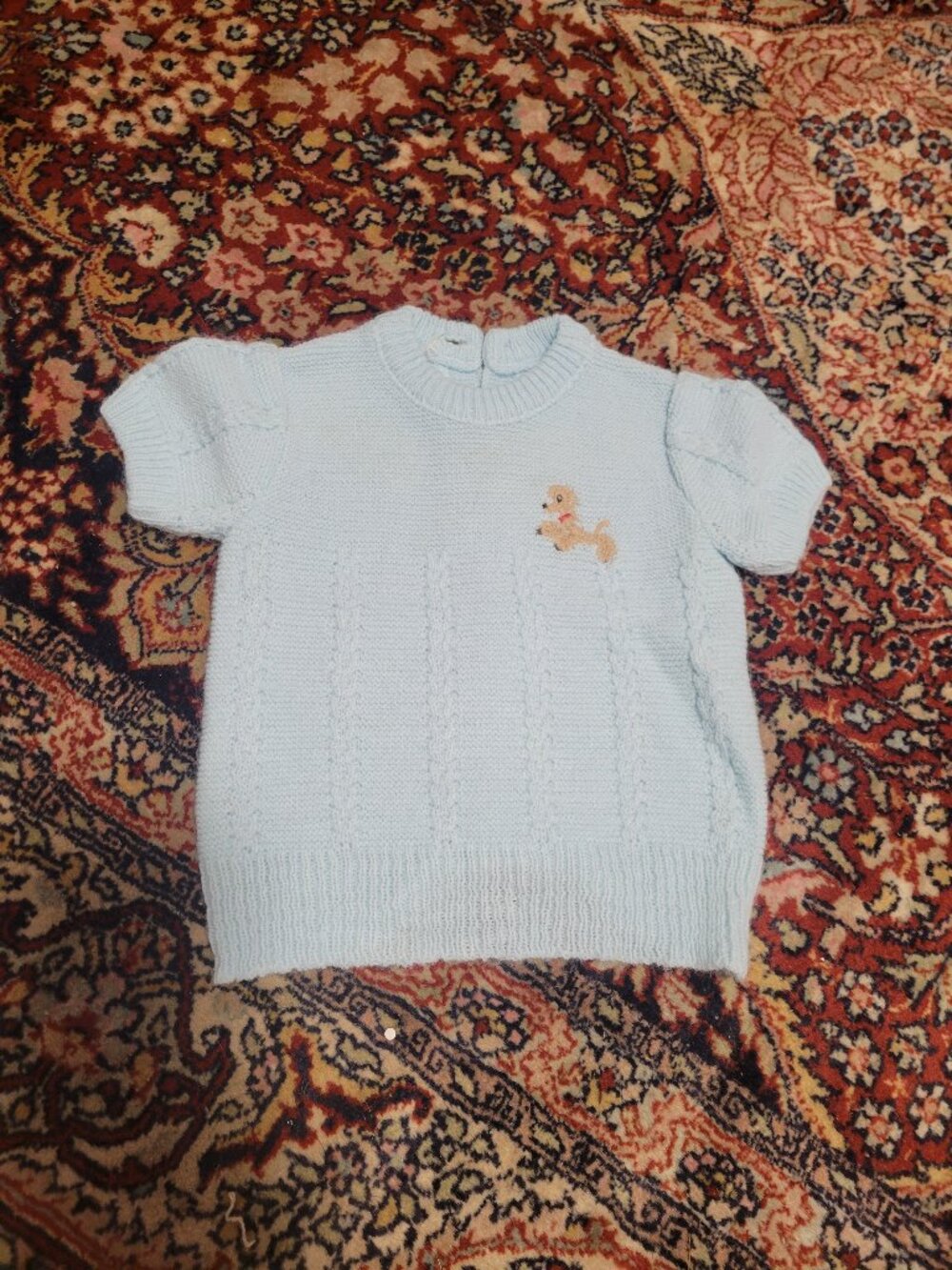 Vintage light Blue Knit Sweater for Baby -1960's-Renzo Italian Made